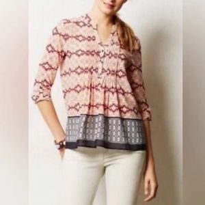 HD in Paris Anthropologie Kaveri Pin-Tucked Pullover Boho Top Size 6